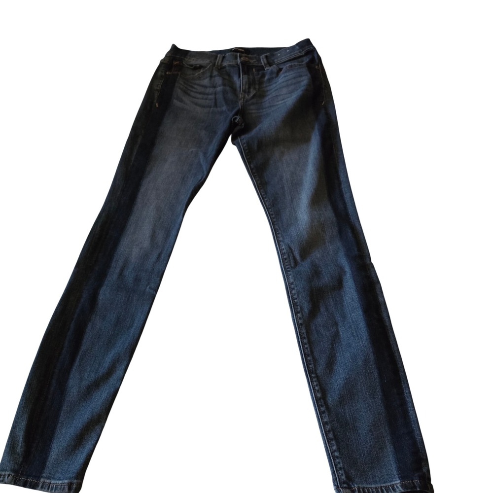 Express Legging Mid Rise Jeans Womens 6 Medium Wash Dark Side Stripe Stretch